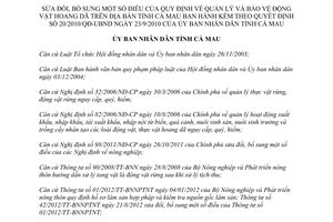 Quyết định 03/2014/QĐ-UBND quản lý bảo vệ động vật hoang dã tỉnh Cà Mau