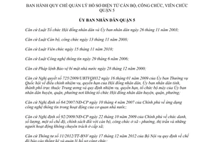 Quyết định 01/2014/QĐ-UBND Hồ sơ điện tử cán bộ công viên chức quận 5 Hồ Chí Minh