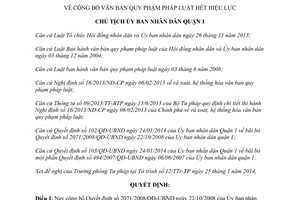 Quyết định 112/QĐ-UBND năm 2014 công bố văn bản pháp luật hết hiệu lực Quận 1 Hồ Chí Minh