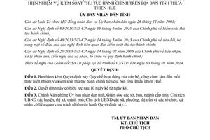 Quyết định 07/2014/QĐ-UBND Quy chế cán bộ công chức kiểm soát thủ tục hành chính Thừa Thiên Huế