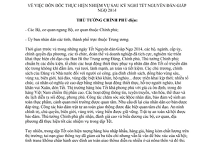 Công điện 179/CĐ-TTg năm 2014 đôn đốc nhiệm vụ sau kỳ nghỉ Tết 2014