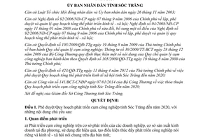 Quyết định 78/QĐ-UBND 2014 Quy hoạch phát triển cụm công nghiệp tỉnh Sóc Trăng 2020