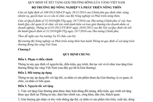 Thông tư 06/2014/TT-BNNPTNT xét tặng Giải thưởng Bông lúa vàng Việt Nam