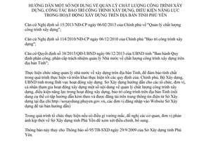 Thông báo 13/TB-SXD 2014 hướng dẫn quản lý chất lượng bảo trì công trình xây dựng điều kiện năng lực Phú Yên