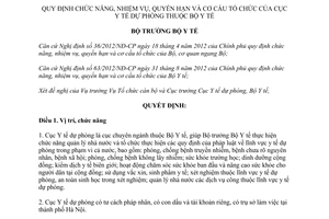 Quyết định 468/QĐ-BYT 2014 nhiệm vụ quyền hạn cơ cấu tổ chức Cục Y tế dự phòng