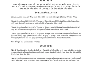 Quyết định 08/2014/QĐ-UBND tiếp nhận xử lý phản ánh về quy định hành chính UBND Thừa Thiên Huế