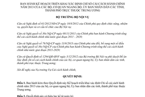 Quyết định 100/QĐ-BNV năm 2014 Kế hoạch triển khai xác định Chỉ số cải cách hành chính 2013