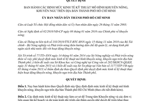 Quyết định 08/2014/QĐ-UBND định mức kinh tế kỹ thuật khuyến nông, khuyến ngư Hồ Chí Minh