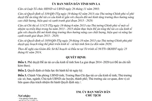 Quyết định 251/QĐ-UBND năm 2014 tái cơ cấu kinh tế  Sơn La giai đoạn 2014 -2020