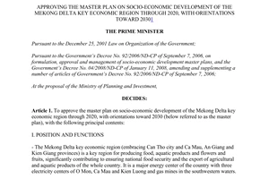 Decision No. 245/QD-TTg socio-economic development Mekong delta through 2020 orientations toward 2030