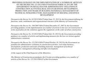 Circular No. 02/2014/TT-BXD guidance on a number of articles of Decree No.121/2013/ND-CP