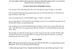 Quyết định 14/2014/QĐ-UBND thăm dò khai thác sử dụng khoáng sản 2010 - 2015 Kiên Giang  2014