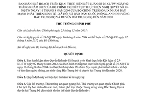 Quyết định 250/QĐ-TTg năm 2014 thực hiện Kết luận 25-KL/TW phát triển kinh tế xã hội Bắc Trung bộ 2020