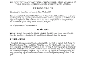 Quyết định 252/QĐ-TTg năm 2014 Quy hoạch phát triển kinh tế xã hội trọng điểm phía Nam 2020 2030