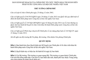 Quyết định 251/QĐ-TTg năm 2014 Kế hoạch tổ chức triển khai thi hành Hiến pháp Việt Nam