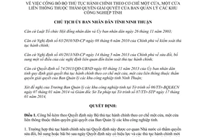 Quyết định 317/QĐ-UBND 2014 thủ tục hành chính Ban Quản lý các khu công nghiệp Ninh Thuận