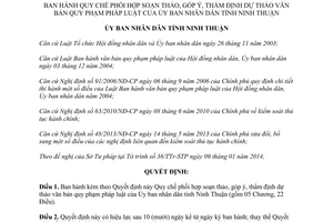 Quyết định 14/2014/QĐ-UBND phối hợp soạn thảo góp ý thẩm định văn bản pháp luật Ninh Thuận