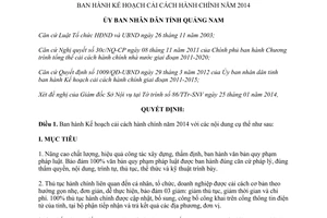 Quyết định 501/QĐ-UBND kế hoạch cải cách hành chính 2014 Quảng Nam