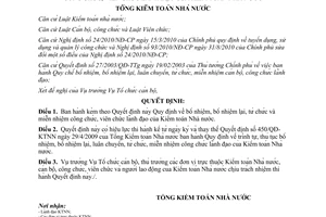 Quyết định 70/QĐ-KTNN năm 2014 bổ nhiệm từ chức miễn nhiệm lãnh đạo Kiểm toán Nhà nước