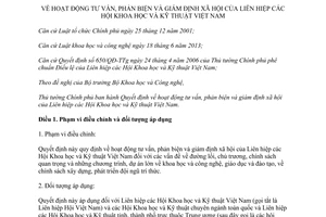 Quyết định 14/2014/QĐ-TTg tư vấn phản biện giám định xã hội Liên hiệp Hội Khoa học Kỹ thuật Việt Nam