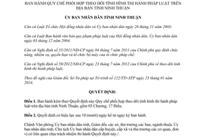 Quyết định 16/2014/QĐ-UBND phối hợp theo dõi tình hình thi hành pháp luật Ninh Thuận