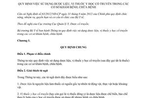 Thông tư 05/2014/TT-BYT sử dụng dược liệu thuốc y học cổ truyền trong cơ sở khám chữa bệnh