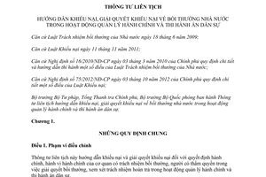 Thông tư liên tịch 06/2014/TTLT-BTP-TTCP-BQP hướng dẫn khiếu nại giải quyết khiếu nại bồi thường nhà nước