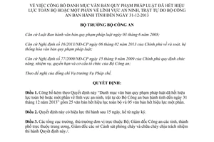 Quyết định 780/QĐ-BCA năm 2014 Danh mục văn bản hết hiệu lực lĩnh vực an ninh trật tự tính đến hết 2013