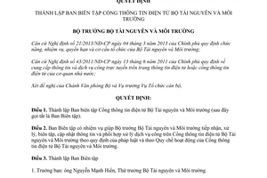 Quyết định 190/QĐ-BTNMT năm 2014 thành lập Ban biên tập Cổng thông tin điện tử Bộ Tài nguyên