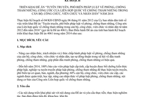 Kế hoạch 15/KH-UBND triển khai Đề án phòng chống tham nhũng cán bộ 2014 Thừa Thiên Huế