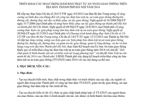 Kế hoạch 37/KH-UBND Triển khai hoạt động đảm bảo trật tự an toàn giao thông Hà Nội 2014