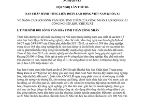 Nghị quyết 03a/NQ-TLĐ năm 2014 nâng cao đời sống văn hóa tinh thần công nhân lao động