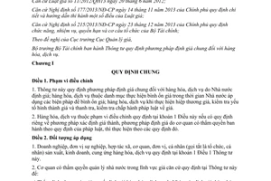 Thông tư 25/2014/TT-BTC phương pháp định giá chung hàng hóa dịch vụ