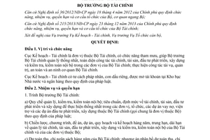 Quyết định 299/QĐ-BNV năm 2014 chức năng nhiệm vụ cơ cấu tổ chức Cục Kế hoạch Tài chính