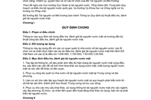 Thông tư 12/2014/TT-BTNMT kỹ thuật điều tra đánh giá tài nguyên nước mặt