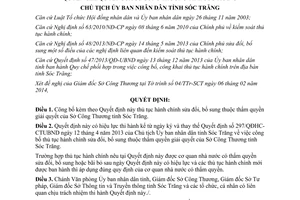 Quyết định 98/QĐHC-CTUBND thủ tục hành chính thuộc thẩm quyền giải quyết sở công thương Sóc Trăng 2014