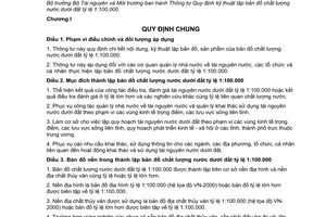 Thông tư 10/2014/TT-BTNMT  kỹ thuật lập bản đồ chất lượng nước dưới đất tỷ lệ 1:100.000