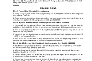 Thông tư 11/2014/TT-BTNMT kỹ thuật lập bản đồ chất lượng nước dưới đất tỷ lệ 1:200.000