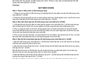 Thông tư 08/2014/TT-BTNMT  kỹ thuật lập bản đồ chất lượng nước dưới đất tỷ lệ 1:25.000