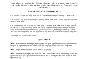 Quyết định 137/QĐ-UBND-HC năm 2014 quản lý phần mềm thi trắc nghiệm nâng ngạch công chức Đồng Tháp