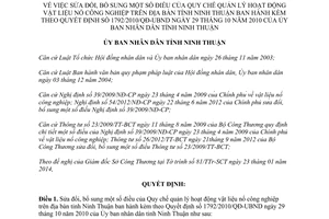 Quyết định 18/2014/QĐ-UBND sửa đổi Quy chế quản lý vật liệu nổ công nghiệp Ninh Thuận