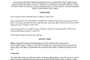 Nghị quyết 11/NQ-CP năm 2014  tăng cường quản lý đầu tư xây dựng thủy điện