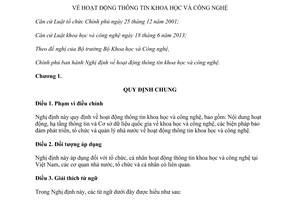 Nghị định 11/2014/NĐ-CP hoạt động thông tin khoa học công nghệ