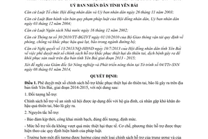 Quyết định 04/2014/QĐ-UBND chính sách hỗ trợ khắc phục thiệt hại thiên tai bão lũ Yên Bái