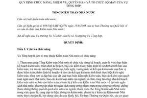 Quyết định 145/QĐ-KTNN năm 2014 chức năng nhiệm vụ quyền hạn tổ chức bộ máy của Vụ Tổng hợp