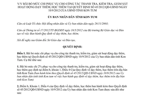 Quyết định 14/2014/QĐ-UBND bãi bỏ chi thanh tra kiểm tra giám sát dạy học Kon Tum