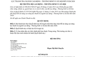 Quyết định 193/QĐ-LĐTBXH năm 2014 Kế hoạch Đề án nâng cao năng lực thanh tra Lao động Xã hội 2020