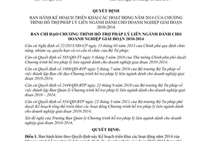 Quyết định 400/QĐ-585 năm 2014 hỗ trợ pháp lý liên ngành dành cho doanh nghiệp 2010-2014