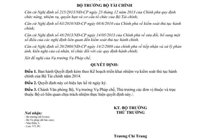 Quyết định 329/QĐ-BTC 2014 Kế hoạch triển khai nhiệm vụ kiểm soát thủ tục hành chính