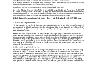 Thông tư 03/2014/TT-BXD sửa đổi Điều 21 Thông tư 16/2010/TT-BXD hướng dẫn Luật Nhà ở